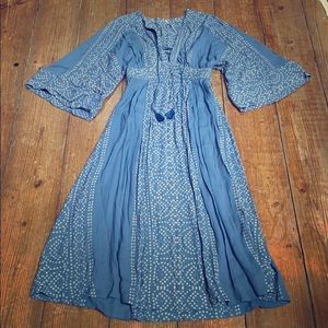 Free People Bell Sleeve Indigo Dresss